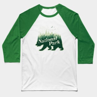 Phrase national park with bear and mountains Baseball T-Shirt